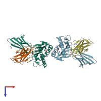 PDB entry 6ss9 coloured by chain, top view.