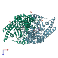 PDB entry 6ssf coloured by chain, top view.