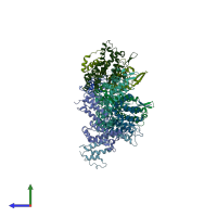 PDB entry 6ssk coloured by chain, side view.