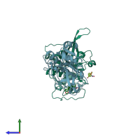 PDB entry 6ssz coloured by chain, side view.