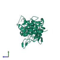 PDB entry 6suc coloured by chain, side view.