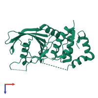 PDB entry 6suc coloured by chain, top view.