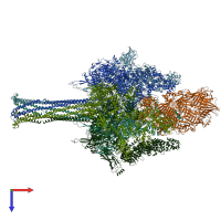 PDB entry 6suf coloured by chain, top view.