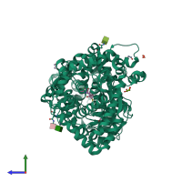 PDB entry 6suk coloured by chain, side view.