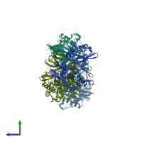 PDB entry 6sul coloured by chain, side view.