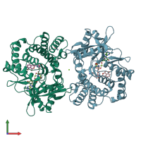PDB entry 6sum coloured by chain, front view.