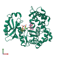 PDB entry 6sun coloured by chain, front view.