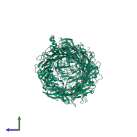 PDB entry 6suq coloured by chain, side view.