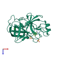 PDB entry 6sw0 coloured by chain, top view.