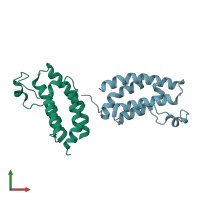 PDB entry 6sw3 coloured by chain, front view.