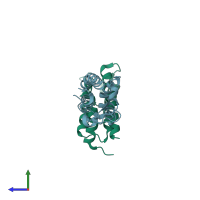 PDB entry 6sw3 coloured by chain, side view.