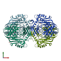 PDB entry 6sw5 coloured by chain, front view.