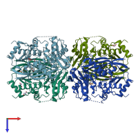 PDB entry 6sw5 coloured by chain, top view.