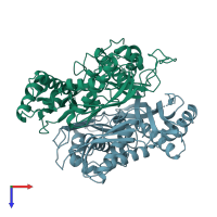 PDB entry 6sw6 coloured by chain, top view.