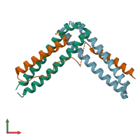 PDB entry 6swg coloured by chain, front view.