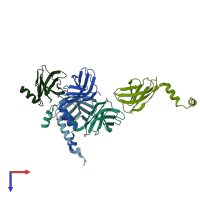 PDB entry 6sws coloured by chain, top view.