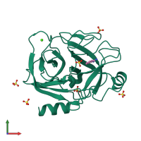 PDB entry 6swv coloured by chain, front view.
