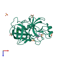 PDB entry 6swv coloured by chain, top view.
