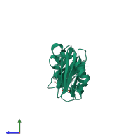 PDB entry 6swz coloured by chain, side view.