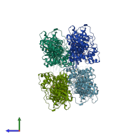 PDB entry 6sx4 coloured by chain, side view.