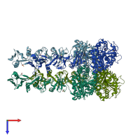 PDB entry 6sx4 coloured by chain, top view.