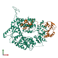 PDB entry 6sxa coloured by chain, front view.