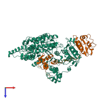 PDB entry 6sxa coloured by chain, top view.