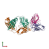 PDB entry 6sxi coloured by chain, front view.