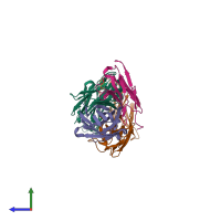 PDB entry 6sxi coloured by chain, side view.