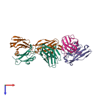 PDB entry 6sxi coloured by chain, top view.