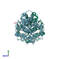 PDB entry 6sxp coloured by chain, side view.