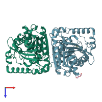 PDB entry 6sxp coloured by chain, top view.