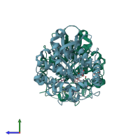 PDB entry 6sxy coloured by chain, side view.