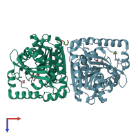 PDB entry 6sxy coloured by chain, top view.