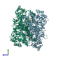 PDB entry 6sy1 coloured by chain, side view.