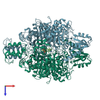 PDB entry 6sy1 coloured by chain, top view.