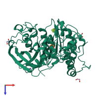 PDB entry 6syr coloured by chain, top view.