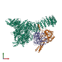 PDB entry 6syt coloured by chain, front view.