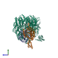 PDB entry 6syt coloured by chain, side view.