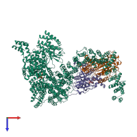 PDB entry 6syt coloured by chain, top view.