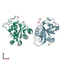 PDB entry 6syz coloured by chain, front view.