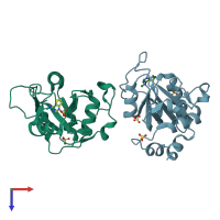 PDB entry 6syz coloured by chain, top view.