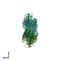 PDB entry 6szq coloured by chain, side view.