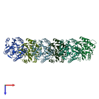 PDB entry 6szq coloured by chain, top view.