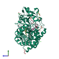 PDB entry 6t0h coloured by chain, side view.