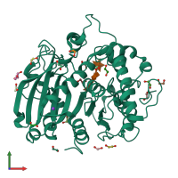 PDB entry 6t0i coloured by chain, front view.