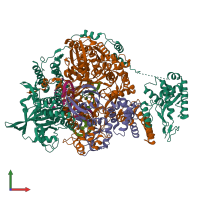 PDB entry 6t0n coloured by chain, front view.