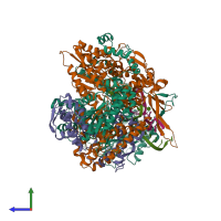 PDB entry 6t0n coloured by chain, side view.