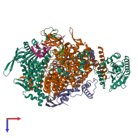 PDB entry 6t0n coloured by chain, top view.