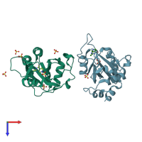 PDB entry 6t0o coloured by chain, top view.